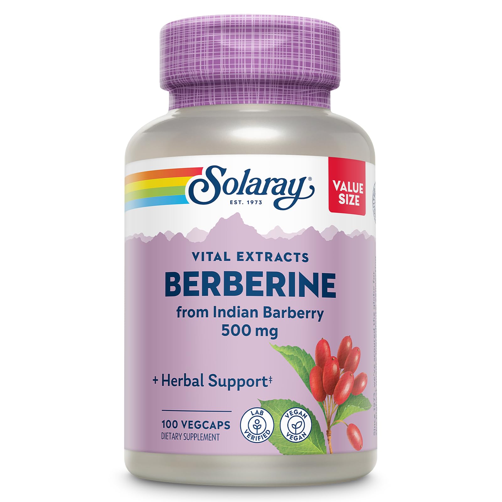 Berberine from Indian Barberry 500mg 60vegcaps (Solaray)